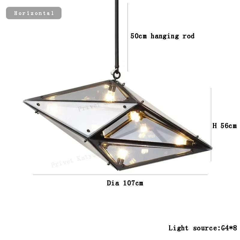 Afralia™ Angular Diamond Glass Chandelier Ceiling Light for Home Decor