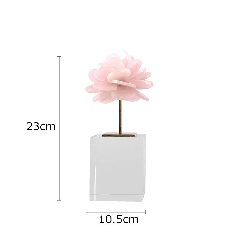 Afralia™ Crystal Petal Pink Desk Decoration Flower Sculpture for Modern Room Aesthetics