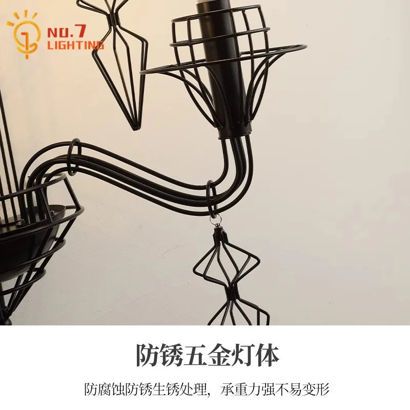 Afralia™ Iron Art Candle Wall Lamp LED E14 Black Retro Industrial Baroque.