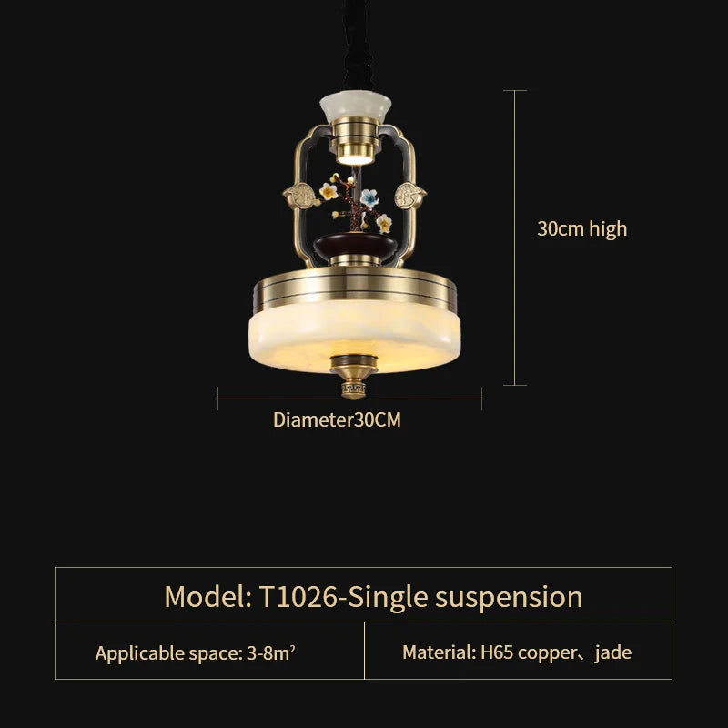 Afralia™ Copper Jade Duplex Chandelier: Chinese Villa Hall Lighting for Hotel Lobby & Living Room