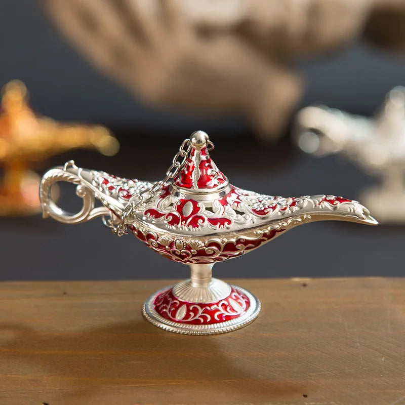 Afralia™ Vintage Aladdin Genie Lamp Incense Burner Retro Home Decor Gift