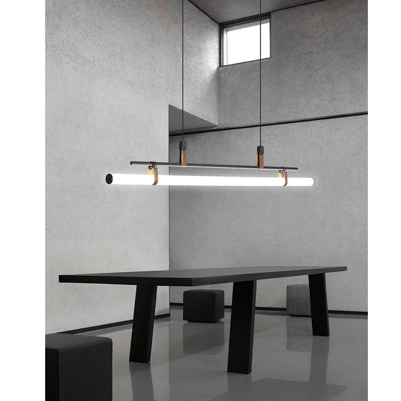 Afralia™ Glass Belt Chandelier: Modern Indoor Restaurant & Office LED Light