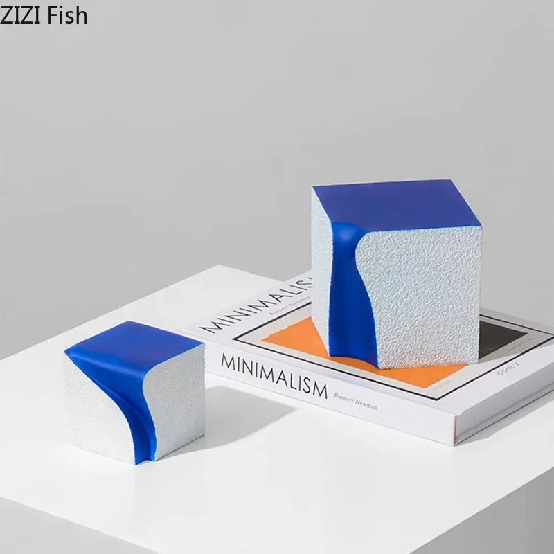 Afralia™ Geometric Resin Block Abstract Sculpture Desk Decoration Ornaments Cube Aesthetic Artwork