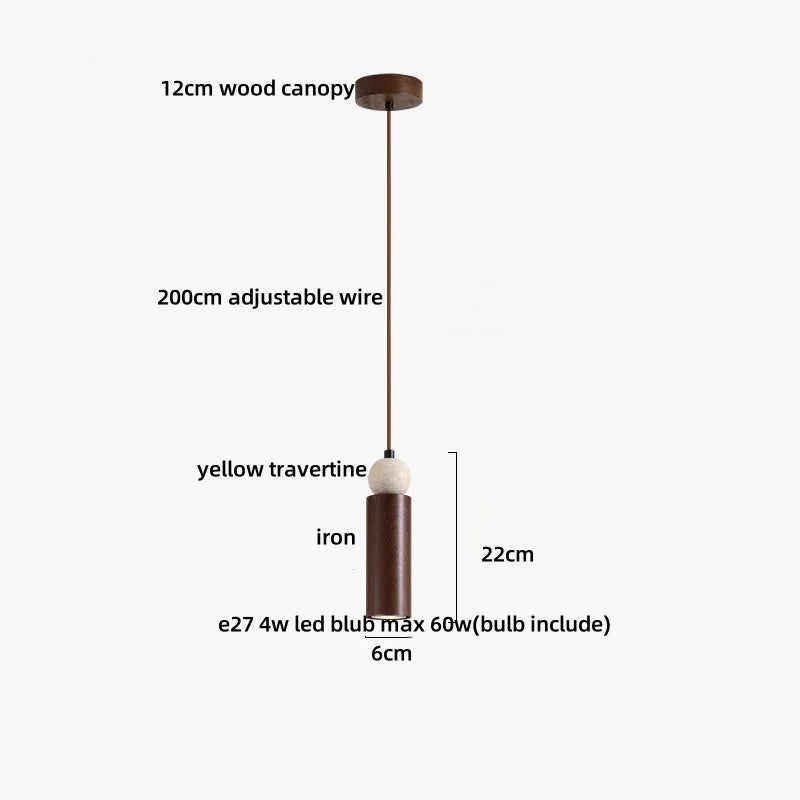 Afralia™ Stone LED Pendant Light: Nordic Modern Yellow Travertine Fixture for Living Dining Hallway