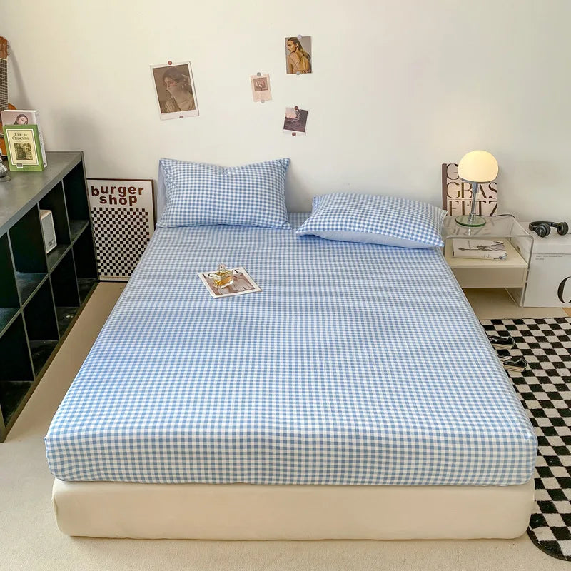 Afralia™ Plaid Style Fitted Sheet - Skin-friendly Elastic Bedsheet for Kids' Room