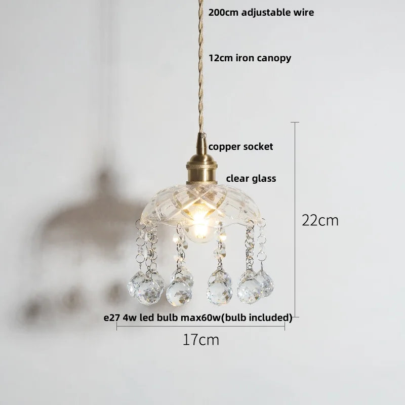 Afralia™ Nordic LED Wall Light Fixture Wood Glass Copper Hanging Lamp