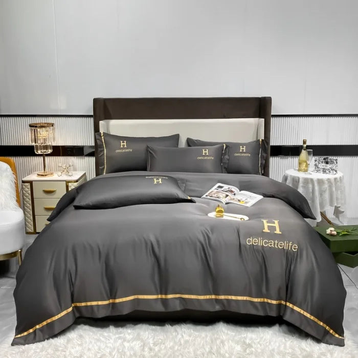 Afralia™ Silk Bedding Set: Washed Ice-Cream Satin Four-Piece, Skin-Friendly & Breathable Sheets