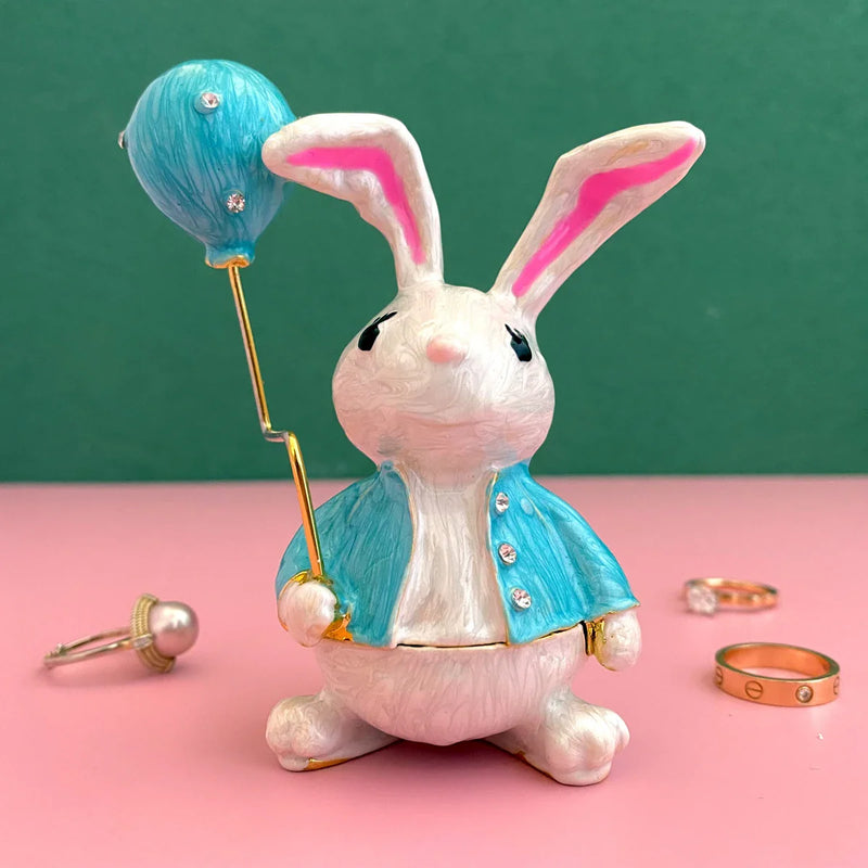 Afralia™ Crystal Animal Figurines Trinket Box Hand Painted Ring Holder Dresser Decor Wedding Gift