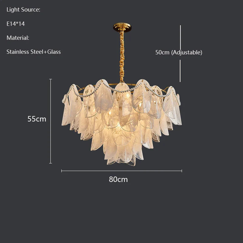Afralia™ LED Glass Hanging Lamp Golden Leaf Shape Modern Pendant Light