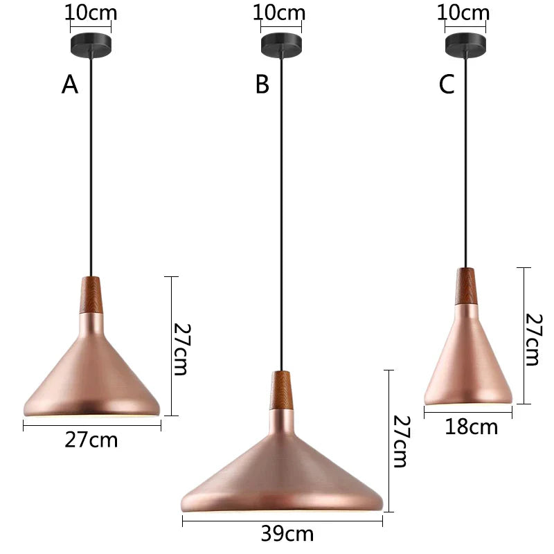 Rose Gold Nordic Wooden Pendant Lamp by Afralia™ - Creative Bar Restaurant Hanging Fixture