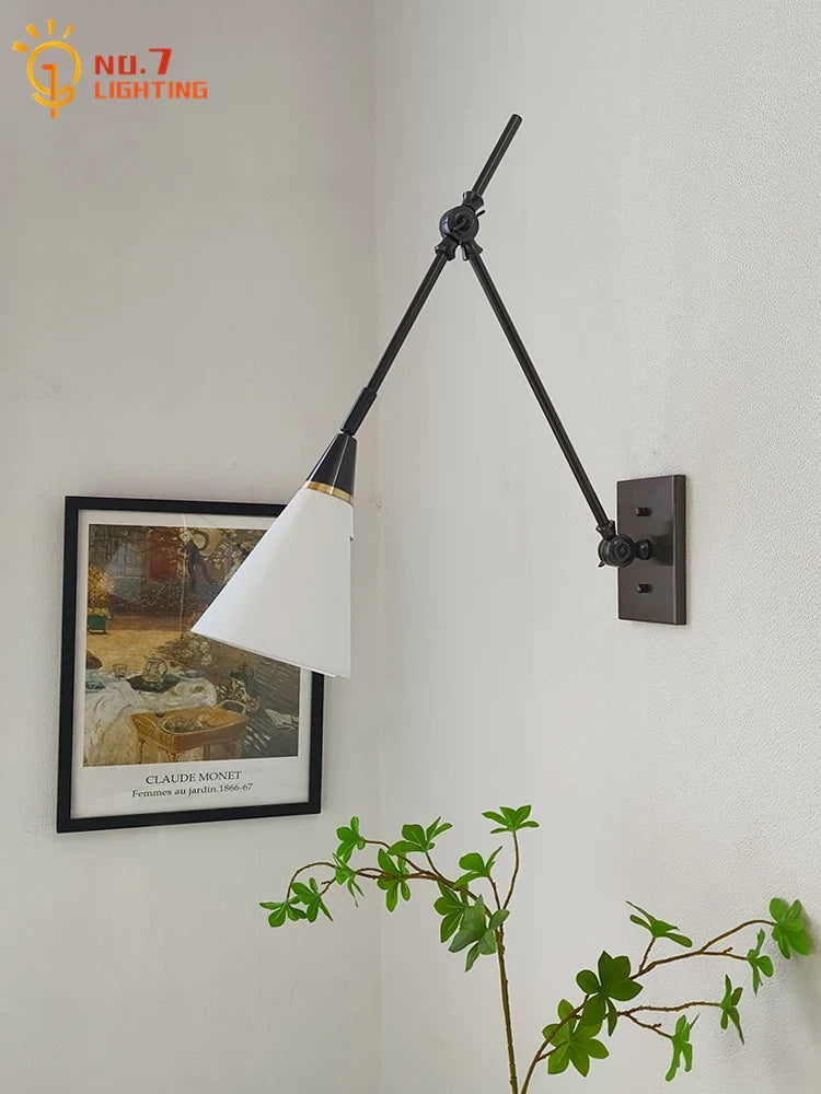 Afralia™ Brass Black Swing Arm Wall Lamp LED E14 for Kitchen Study Bedroom