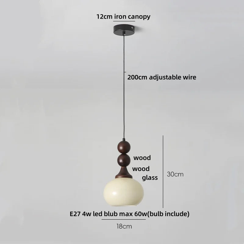 Afralia™ Amber Glass LED Pendant Light for Kitchen Cafe Restaurant Rustic Wood Interior Lighting