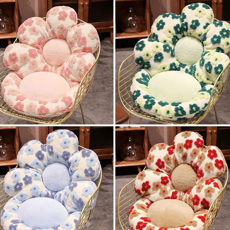 Afralia™ Faux Rabbit Velvet Flower Lamb Wool Cushion | Autumn Winter Warm Backrest