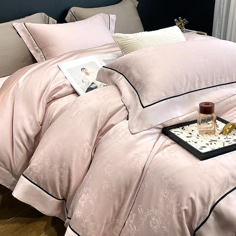 Afralia™ Soft Jacquard Lyocell Bedding Set, 800TC, Silky & Breathable, Natural, Skin Friendly