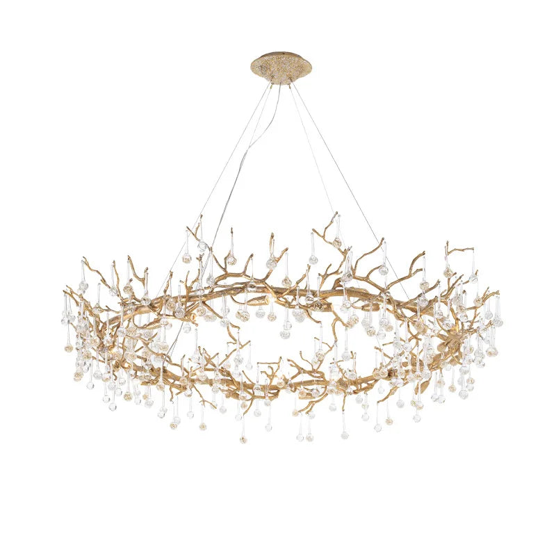 Afralia™ Modern Luxury Crystal Chandeliers: Elegant Copper Ceiling Lamp for Living & Dining Rooms
