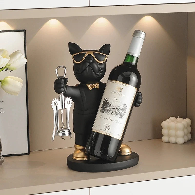 French Bulldog Wine Holder Resin Wine Rack for Home & Office by Afralia™