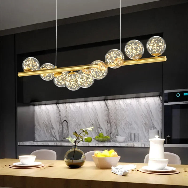 Afralia™ Glass Ball G9 LED Chandelier for Dining Room, Kitchen, Office & Front Desk