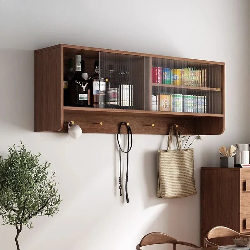 Afralia™ Retro Solid Wood Wall Mounted Kitchen Storage Cabinet