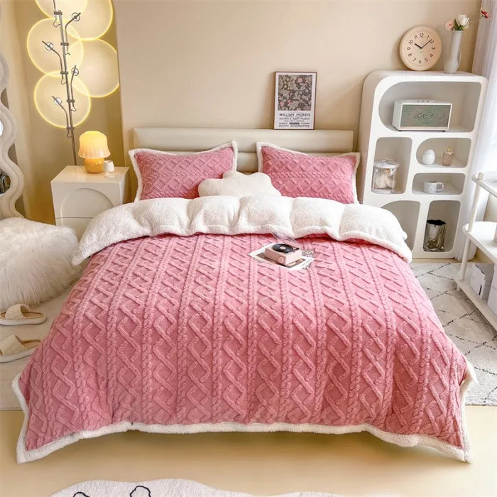 Afralia™ Velvet Fleece Geometric Blanket Cover | Double Sided Jacquard | All Season Blanket