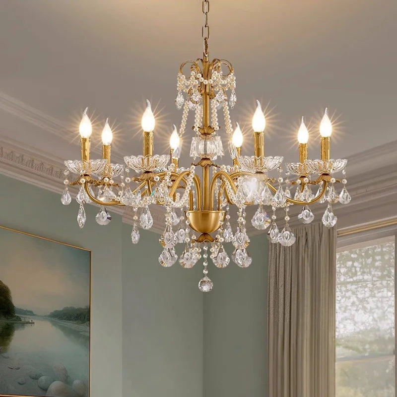 Afralia™ Crystal Pendant Chandelier Foyer Light Luxury Candle Design Led Lamparas