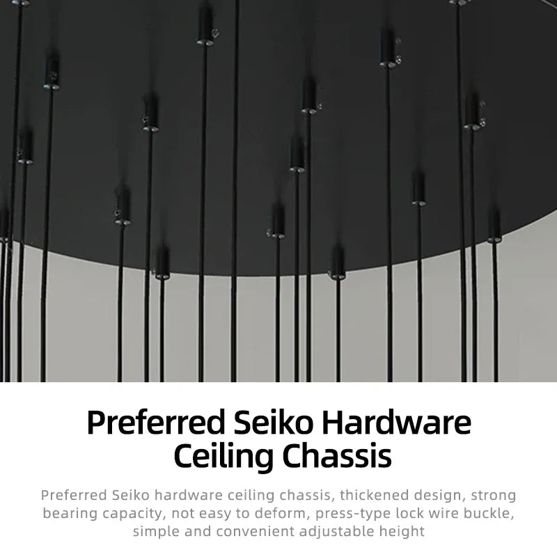 Afralia™ Black LED Staircase Chandelier | Modern High Ceiling Pendant Light