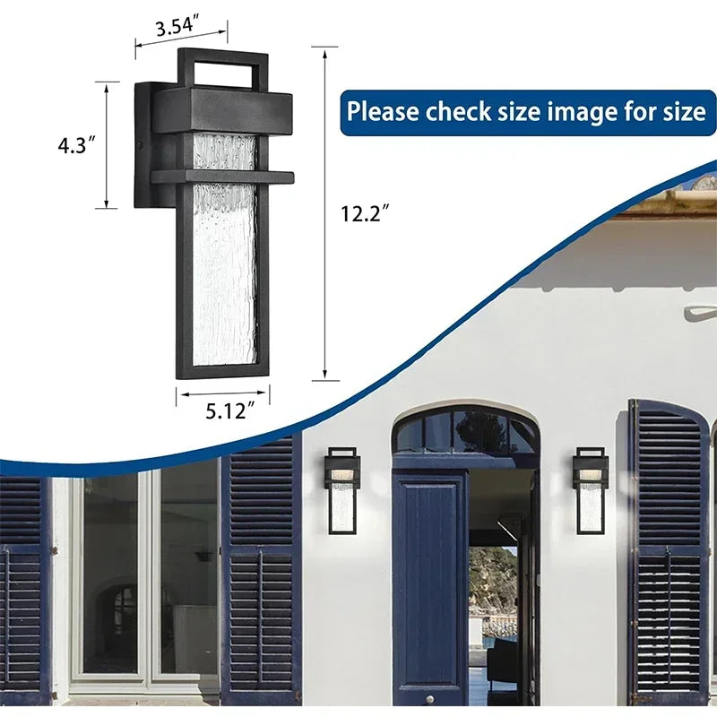 Afralia™ Outdoor LED Wall Sconce 12W Black Aluminum Waterproof Porch Light