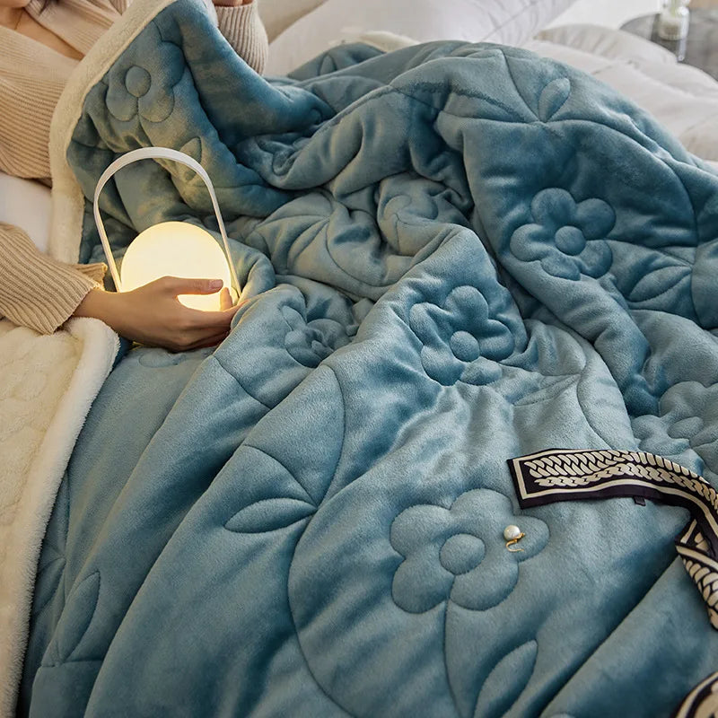 Afralia™ Cozy Three-Layer Lamb Wool Sofa Blanket for Autumn & Winter Decor