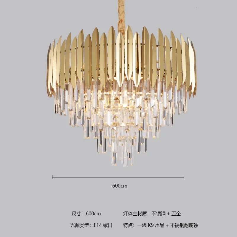 Afralia™ Crystal Chandelier LED Pendant Light Fixture for Luxury Living Room Décor
