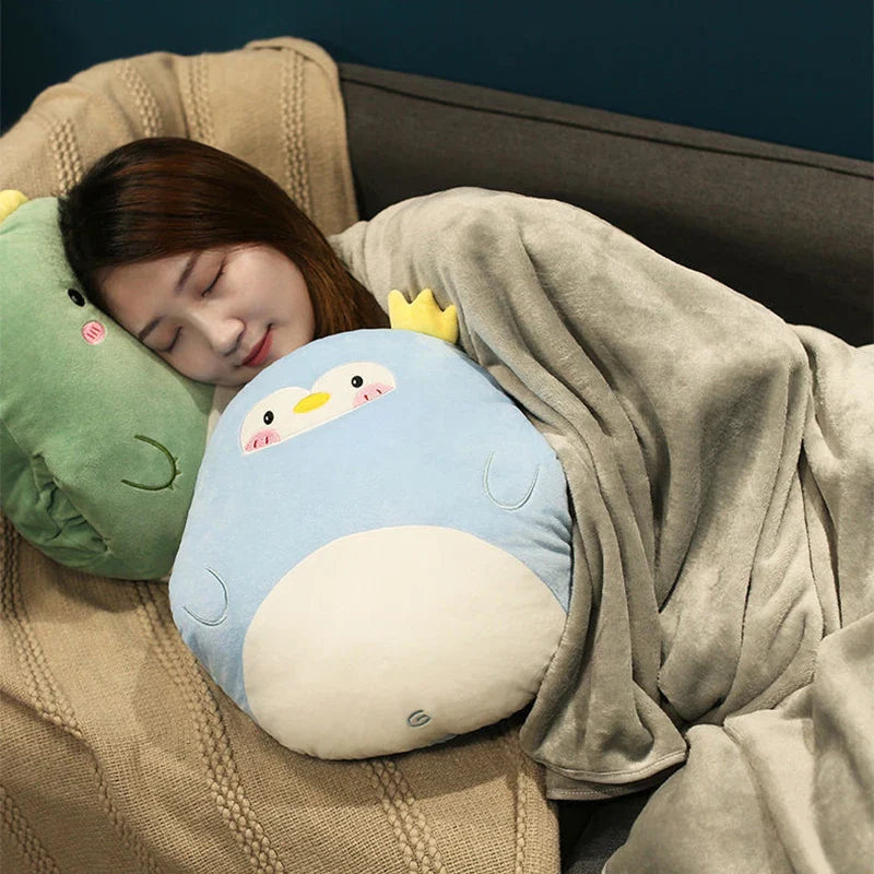 Afralia™ Cartoon Animal Throw Pillow Blanket: Two-in-one Multi-functional Home Office Summer Blanket