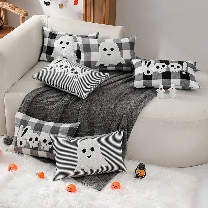 Afralia™ Halloween Ghost Embroidery Pillow for Cozy Living Room Sofa Rest