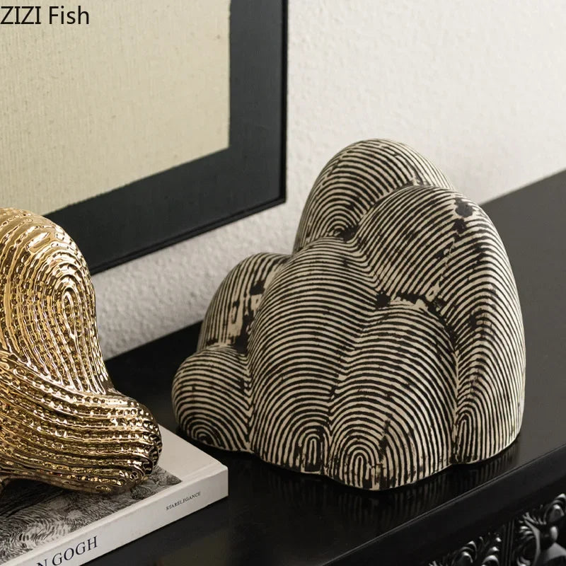Afralia™ Abstract Ceramic Rockery Sculpture Ornament for Aesthetic Desk Decoration