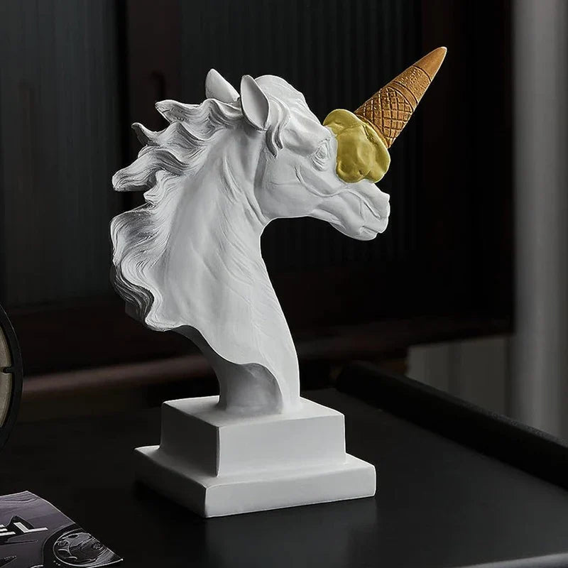 Afralia™ Horse Head Sculpture Resin Animal Statue Modern Home Decor