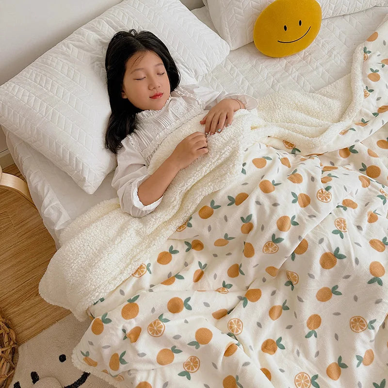 Afralia™ Cartoon Lamb Wool Blanket: Double-Layered, Thick & Warm for Children & Adults