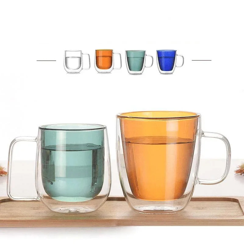 Afralia™ Multi-color Wine Glass Set with Double Wall Mugs and Cocktail Holder