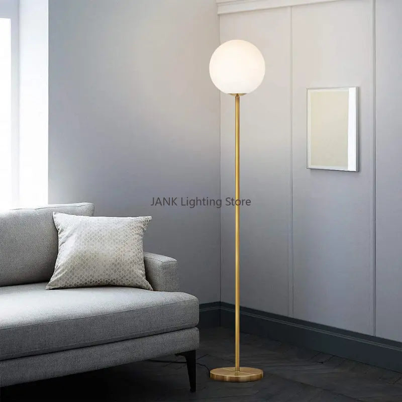 Afralia™ Glass Ball Metal Floor Lamp - LED Lighting for Bedroom and Study