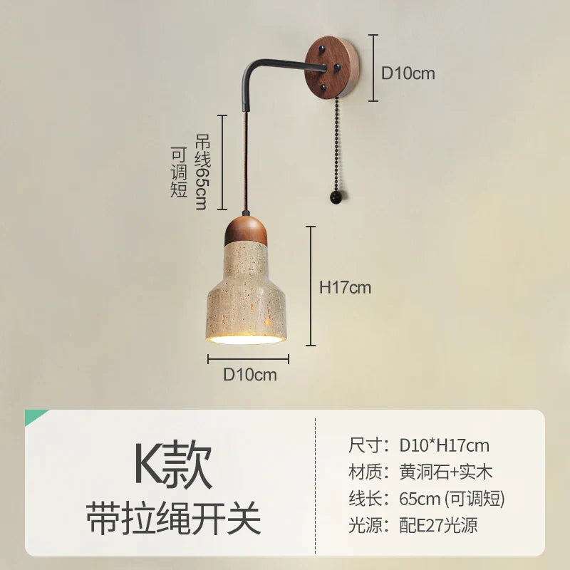 Afralia™ Yellow Cave Wall Lamp with Pull Switch for Bedroom and Living Room