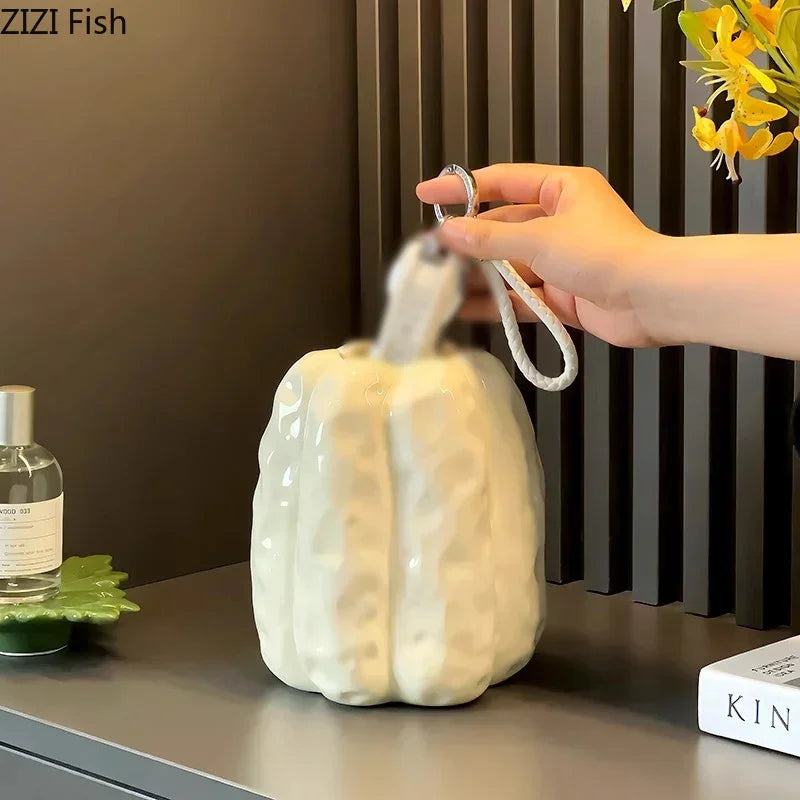 Afralia™ Pumpkin Ceramic Storage Jar with Lid | Modern Home Decor Solution