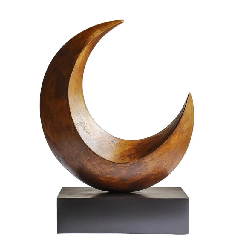 Afralia™ Golden Ring Abstract Resin Figurines, Home Decor, Geometric Design