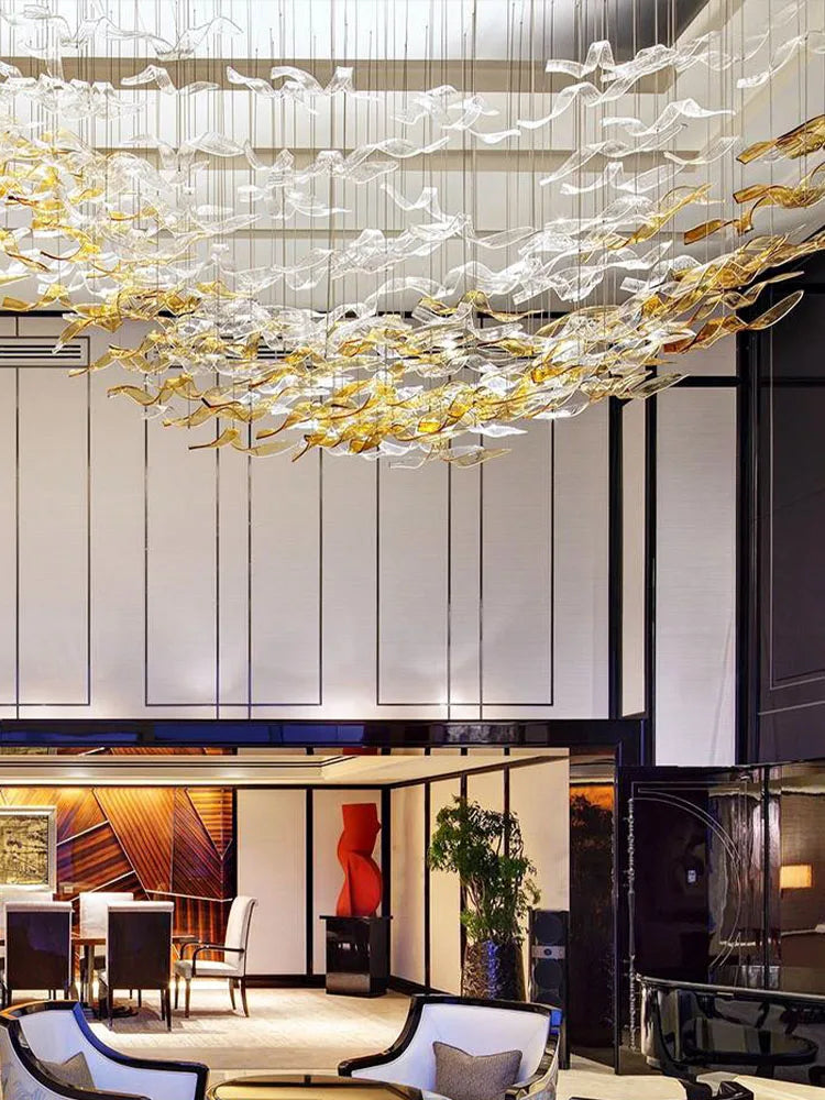 Afralia™ Spiral Glass Chandelier: Nordic Luxury Villa Pendent Lamp for Modern Bar and Restaurant