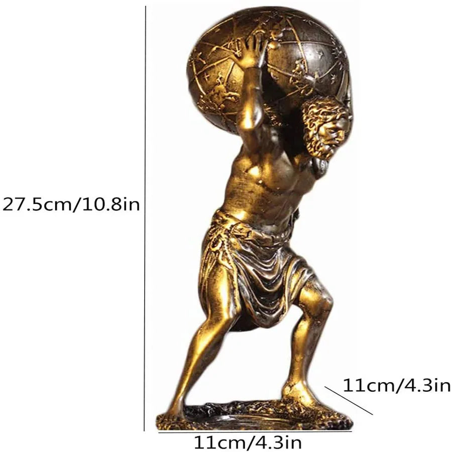 Afralia™ Atlas Resin Statue: Greek Titan Holding Astronomy Globe, Bronze Finish