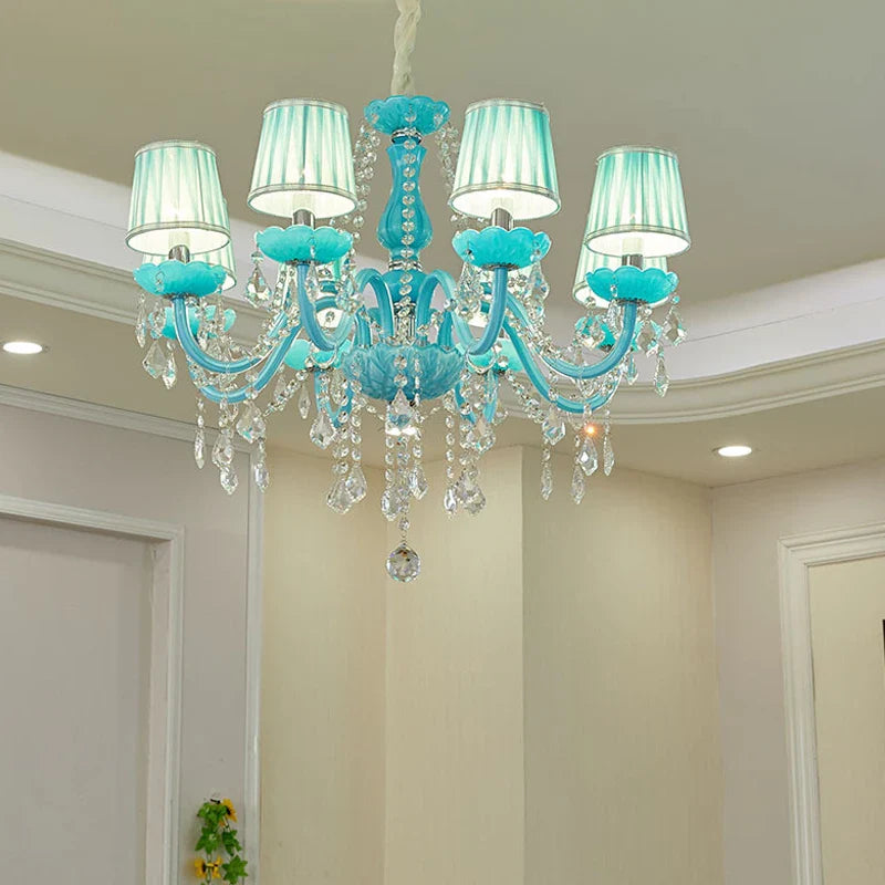 Afralia™ Blue Crystal Pendent Lamp/Candle Chandelier for Living Room, Bedroom, Restaurant, KTV