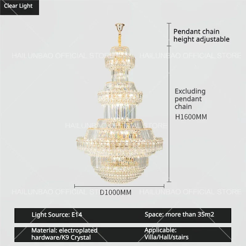 Afralia™ Crystal Chandelier: Villa High Living Room Luxury Lighting