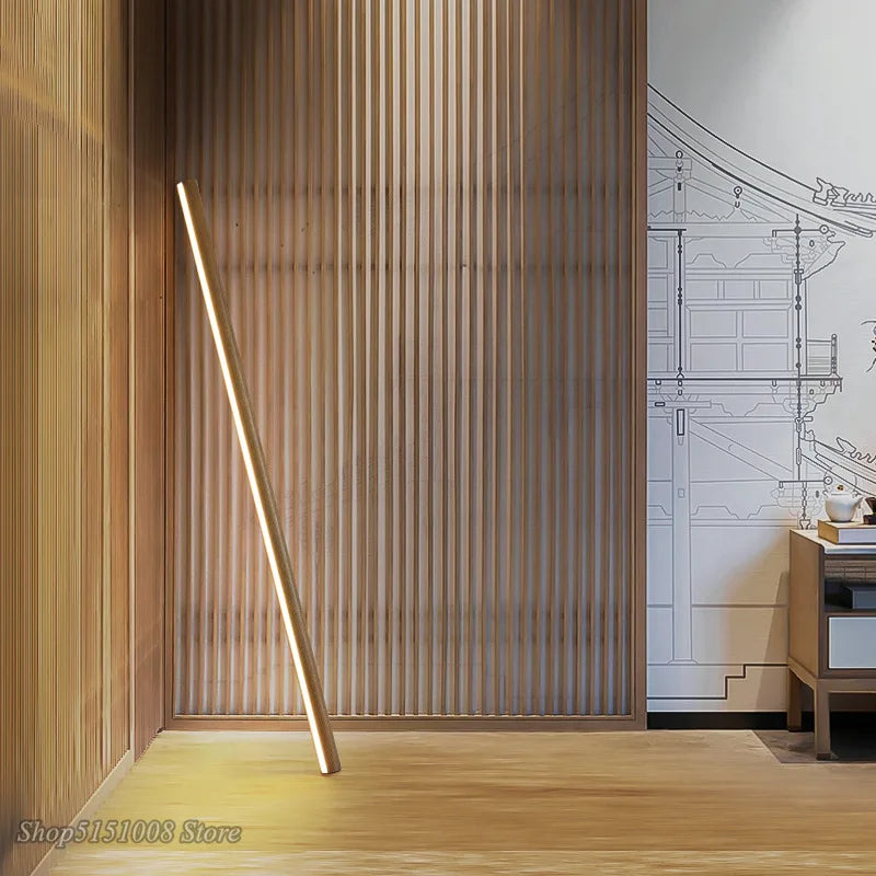 Afralia™ Luxury Walnut Wood Floor Lamp: Minimalist Nordic LED Standing Light