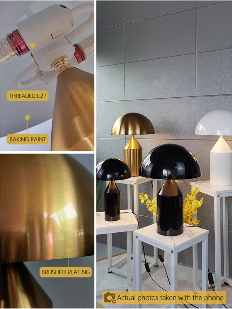 Afralia™ Golden Mushroom LED Desk Lamp for Home Decoration & Reading