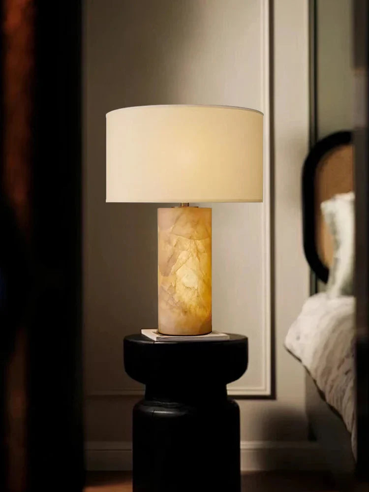 Afralia™ Luxury Spanish Marble Base LED Dimmable Table Lamp for Home and Hotel Decor