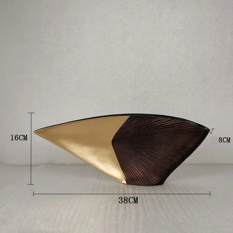 Nordic Style Resin Vase - Fan-shaped Decorative Craft for Home Decor by Afralia™