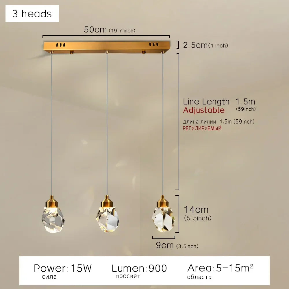 Afralia™ Crystal Pendant Light: Elegant Lighting for Bedroom, Hotel, Restaurant, and Kitchen Island