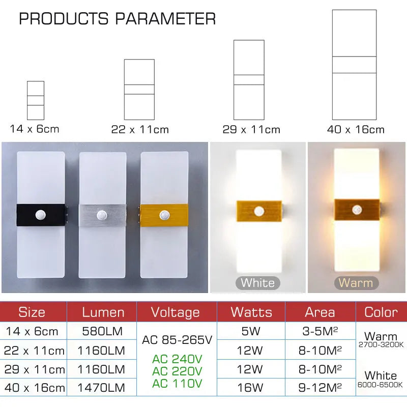 Afralia™ LED Motion Sensor Wall Light for Hallway Stairway Bedroom - Smart Sensing AC85-265V