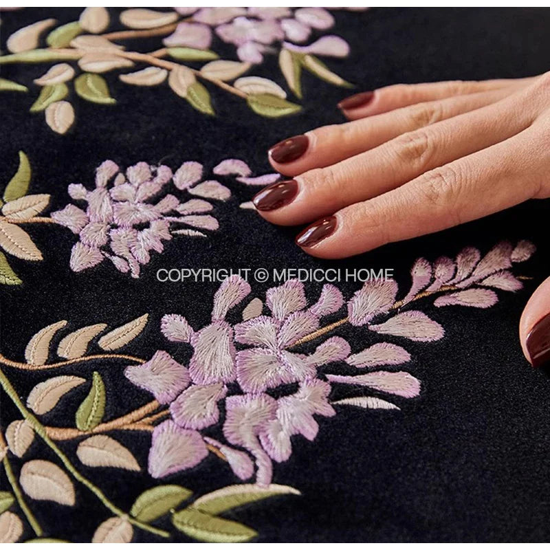 Afralia™ Botanical Wisteria Embroidered Cushion Cover with Tassel