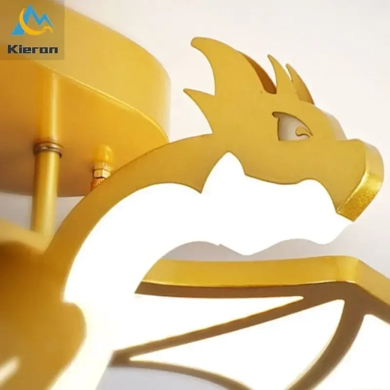 Afralia™ Golden Dragon LED Ceiling Lamp for Bedroom, Study, and Restaurant